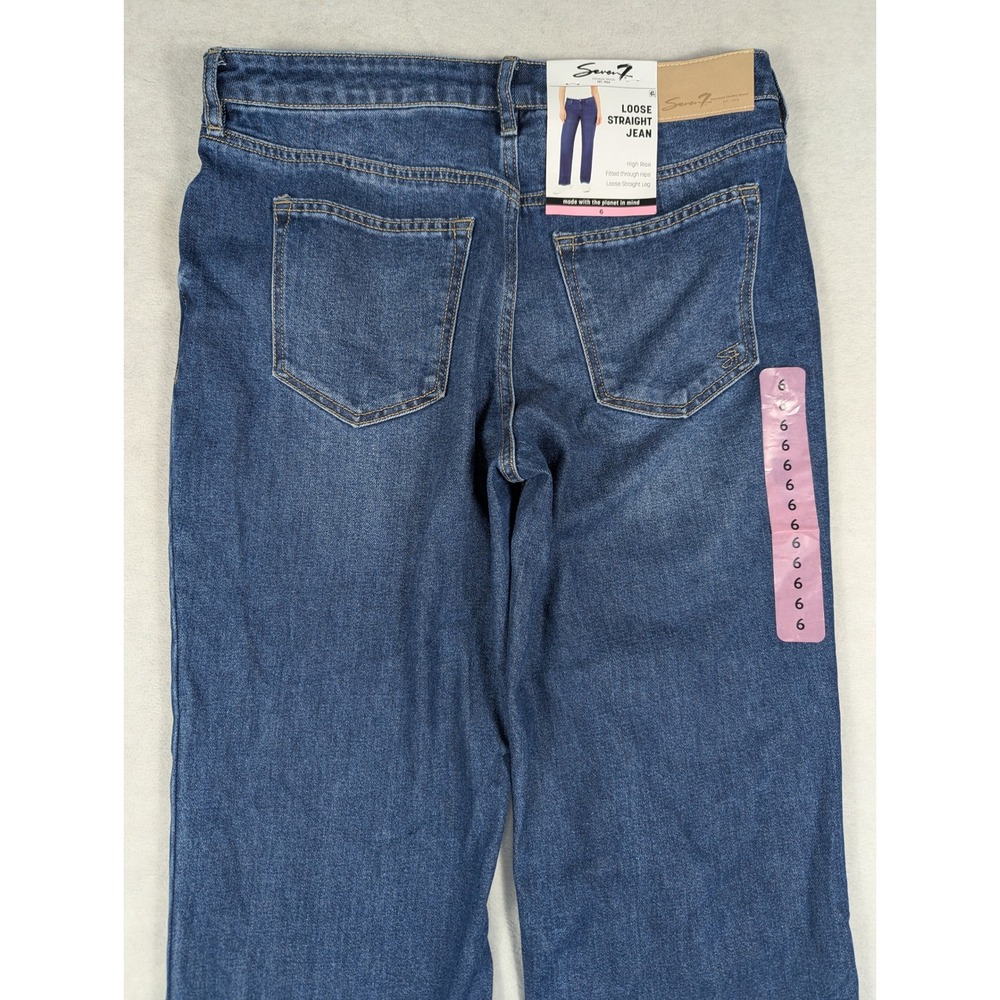 NEW Seven7 Loose Straight Jeans Womens 6 High Rise Blue Denim - Picture 5 of 8